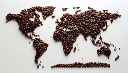 World Map Made of Coffee Beans Global Coffee Industry Concept
