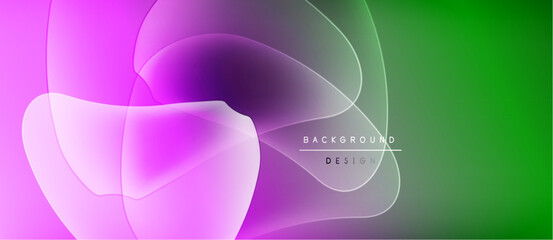 Abstract flowing shapes, vibrant colors blend. Pink, purple, green gradients create dynamic visual effect. Modern design element.