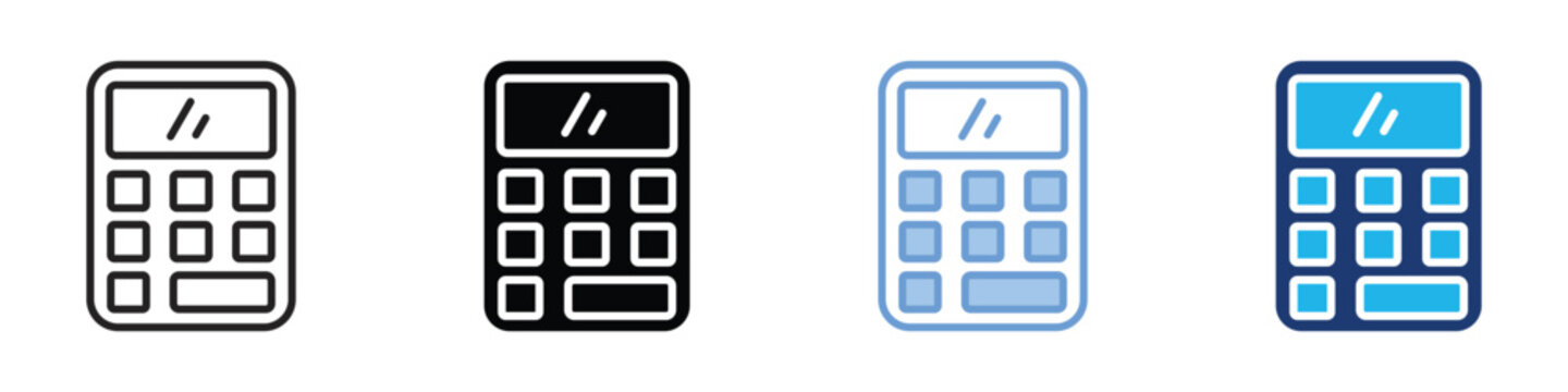 Calculator icon set multiple style collection