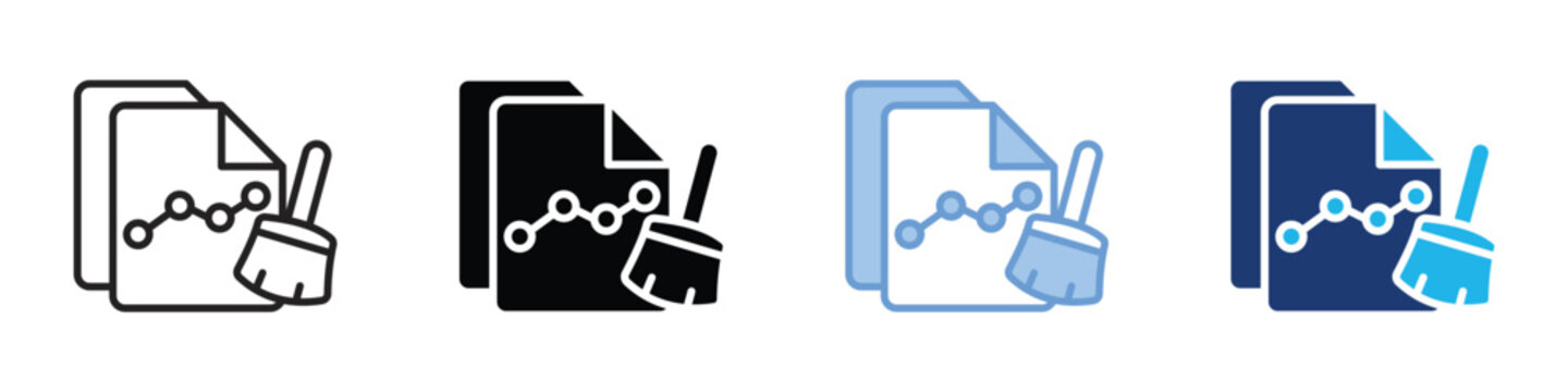 Data cleaning icon set multiple style collection