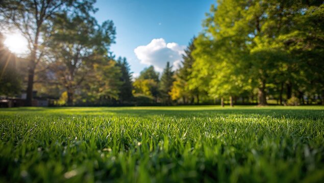 Expansive outdoor scenery under a bright blue sky, ideal for relaxation and leisure