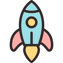 Colorful flat transportation icon set featuring various land, air, and sea vehicles such as cars, buses, trucks, bicycles, scooters, airplanes, rockets, ships, boats, submarines, trains, trams, camper