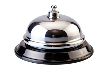 Shiny Silver Service Bell on Black Background
