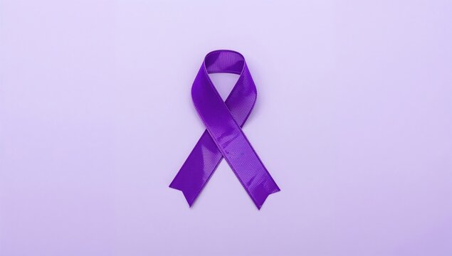 Purple awareness ribbon symbolizing support for various health conditions, representing hope and awareness, World Cancer Day