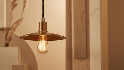 Modern pendant light featuring a vintage light bulb, suitable as a UI backdrop