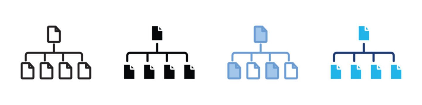 Structure data icon set multiple style collection