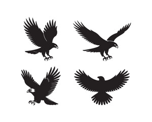 hawk silhouette, hawk vector, hawk collection, hawk set, bird of prey silhouette, flying hawk, hunting hawk, soaring hawk, majestic hawk design, forest hawk silhouette, sky hunter hawk vector