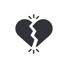 Cracked Heart Symbol Love Grief Sadness Disappointment Icon