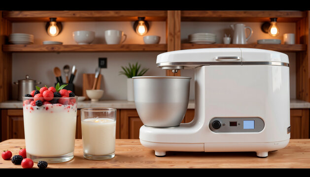 Modern yogurt maker in chef's kitchen, culinary creativity
