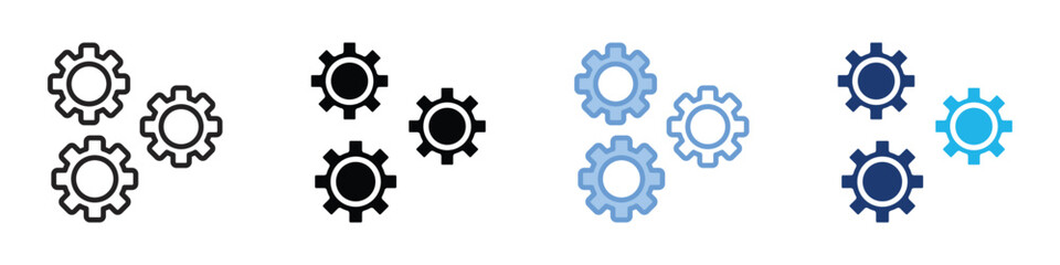 Metal gear icon set multiple style collection