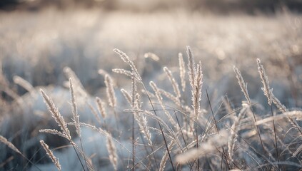 Close-up of winter meadow grasses, showcasing seasonal change