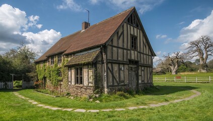 Obraz premium Historic half-timbered residence, showcasing architectural preservation