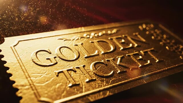Golden ticket prize concept with luxury experience and winning opportunity