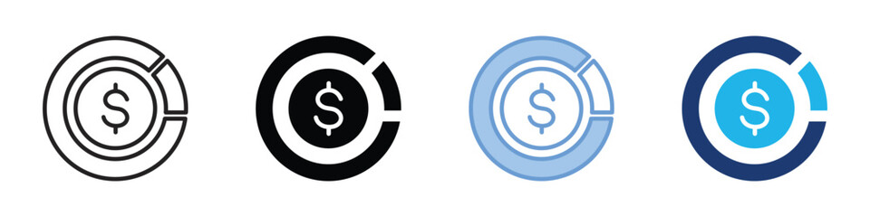 Dollar icon set multiple style collection