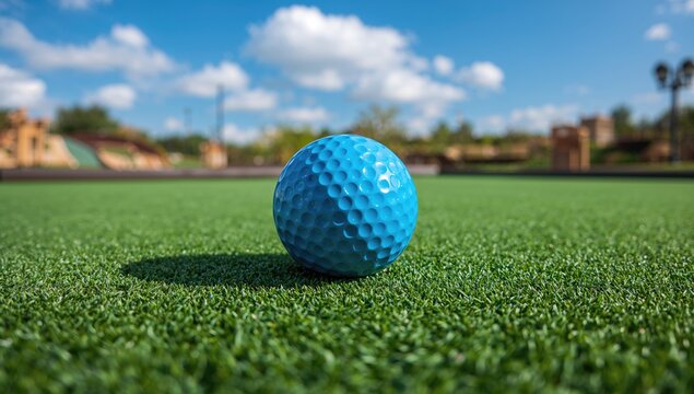 Miniature golf course with colorful obstacles, promoting recreational activity and leisure - Powered by Adobe