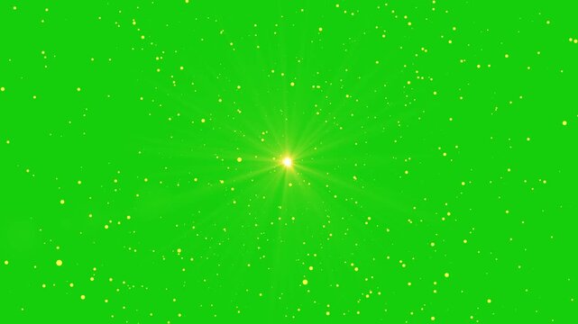 golden light lens flare green screen alpha channel. sun light flare golden dust green screen overlay effect video alpha channel. 4k Golden sunbeam shining brightly, new year and christmas, background