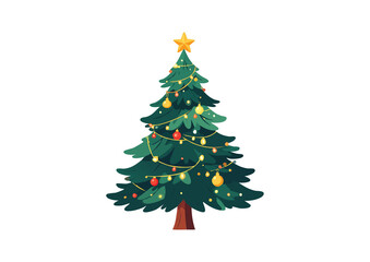 Fototapeta premium Decorated Christmas Tree Cartoon Vector Illustration