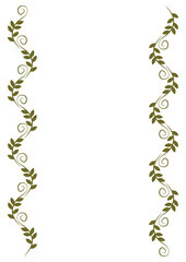 自然・オーガニックなツタと葉の装飾的な縦ボーダーフレーム