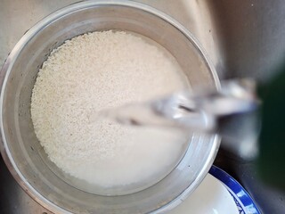 pouring milk into a glass