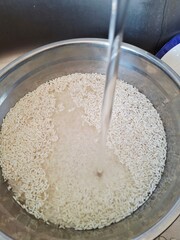 pouring milk into a glass