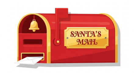 Santa's mailbox christmas holiday decoration with bell and letter for seasonal greetings and wishes