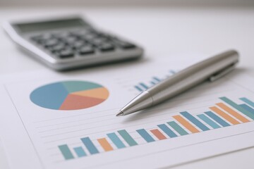 Financial Analysis with Charts, Graphs, Calculator and Pen for Business Decision Making and Planning