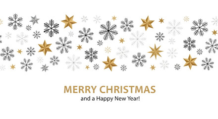 Snowflake and star pattern with merry christmas text