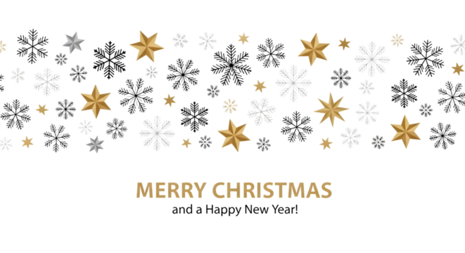 Snowflake and star pattern with merry christmas text