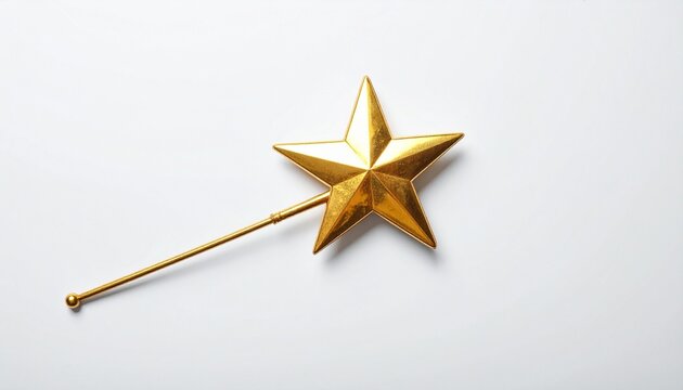 A golden five-pointed star stands upright—gleaming symbol of achievement, celebration, and the quiet radiance of recognition suspended in minimalist space.