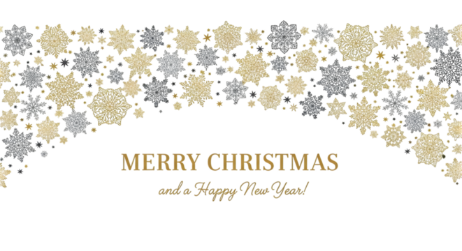 Merry christmas and happy new year greeting with snowflakes