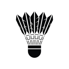 Black shuttlecock icon, isolated vector illustration of a feathered birdie for badminton sport, athletic game play, competition, recreational activities, and vibrant design elements