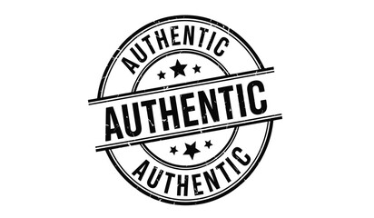Authentic grunge rubber stamp with a textured, distressed effect, featuring a bold central text and surrounding curved text, symbolizing genuineness, quality, and original certification.