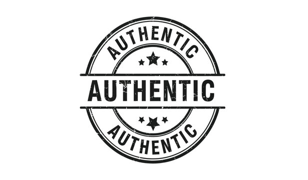 Authentic grunge rubber stamp emblem with three stars, a bold design symbolizing genuine quality, trusted originality, verified certification, and guaranteed reliability for product assurance