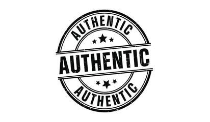 Authentic grunge rubber stamp or seal isolated on a white background, signifying genuine quality, originality, and trustworthiness for products, services, or documents.