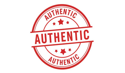 Authentic red rubber stamp vector illustration on a clean white background, conveying genuine quality, original product, and official certification for business and legal documents.