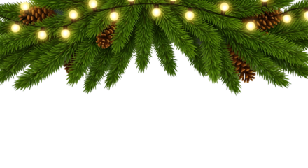 Christmas tree garland with pine cones and lights