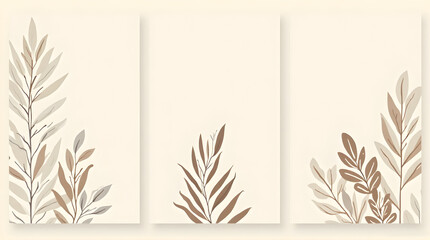 Elegant Botanical Wall Art with Neutral Leaf Design for Modern Interior Decoration