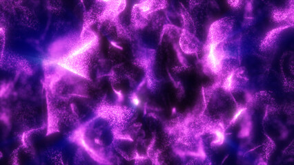 Abstract cosmic visualization of purple glowing particles forming galactic patterns in deep space