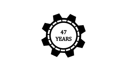 47 Years, 3D Rendering. Glow Alphabet Number in sphere ,47 Years Text Animation Effects Anniversary Digital neon Circle black Background.4k animation motion graphic video