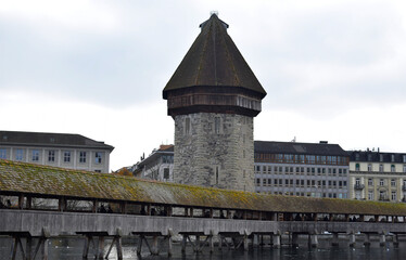 The Chapel Bridge and its Water Tower, Luzern, Switzerland 
