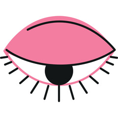 Stylized Illustration of an Eye with Pink Eyelid and Black Pupil against a Transparent Background