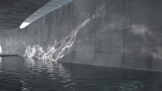 ミニマル建築 曲線壁と水盤の静寂空間