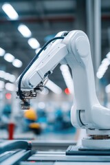Robotic arm in modern factory setting showcasing advanced automa
