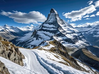 Majestic Matterhorn Peak in Winter: Stunning Swiss Alps Landscape Photography - Adventure Travel