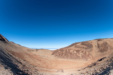 Naklejka premium Hiking in deserted landscapes of Teide National Park, Tenerife, Canary Islands