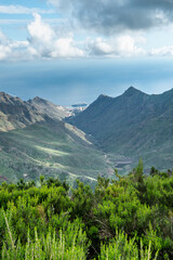 View of Anaga Mountains with ocean in the distance, Tenerife, Canary Islands
