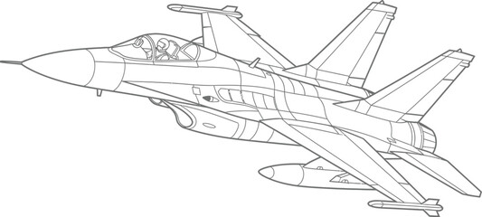 Fototapeta premium Fighter jet stealth, military aircraft aviation vector illustration. 