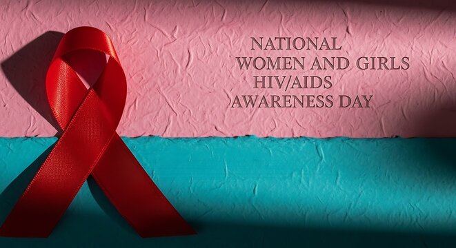 Red ribbon for national women and girls hiv aids awareness day concept