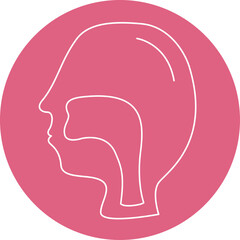 Pink Circle With White Outline Of Human Head Showing Airway And Oral Cavity For Speech And Breathing Science And Health Concept