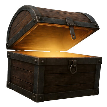 Glowing Treasure Chest Isolated on White Background